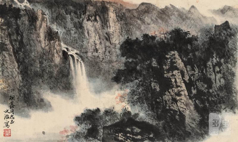 宋文治 1919-1999 飞瀑图 - 图2